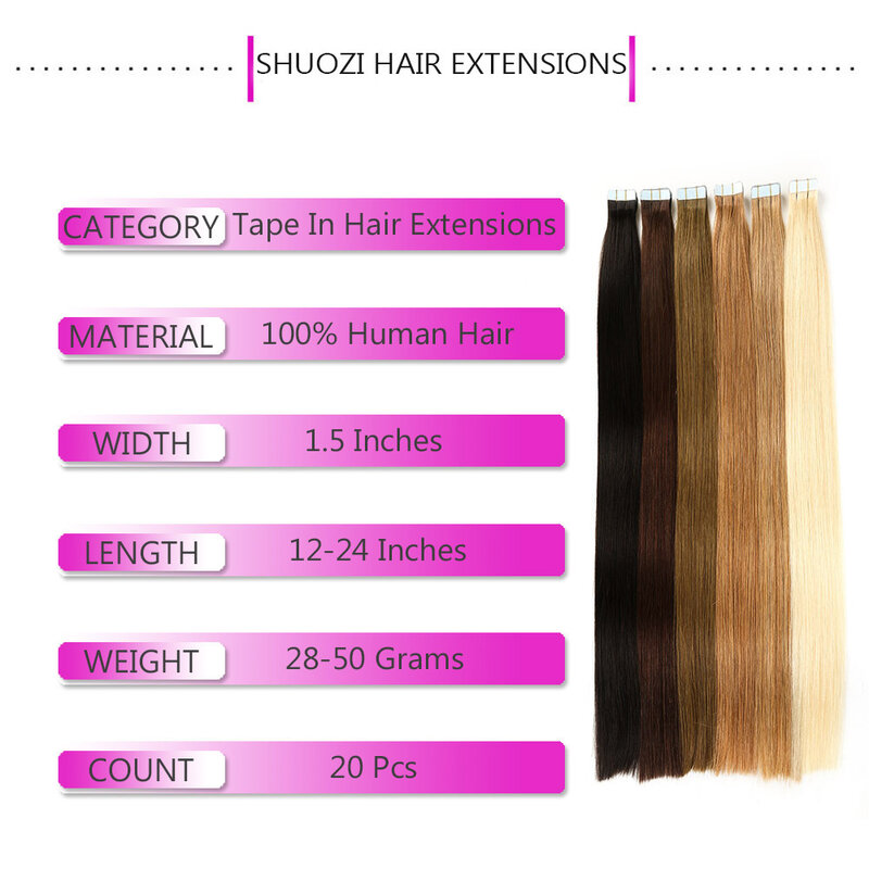 Tape in Hair Extensions Human Hair Invisible Tape in Hair Extensions Seamless Tape in Extensions Remy Human Hair for Women 20PCS