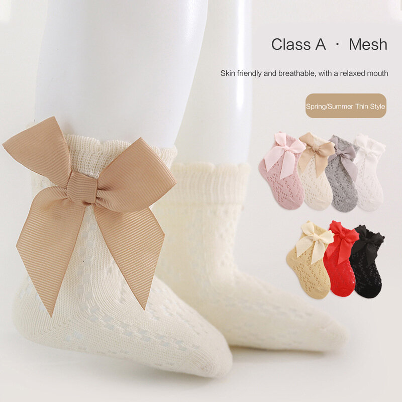 Lovely Toddler Girls Ankle Socks Summer Mesh Breathable Bow Princess Socks for Party Wedding Travel