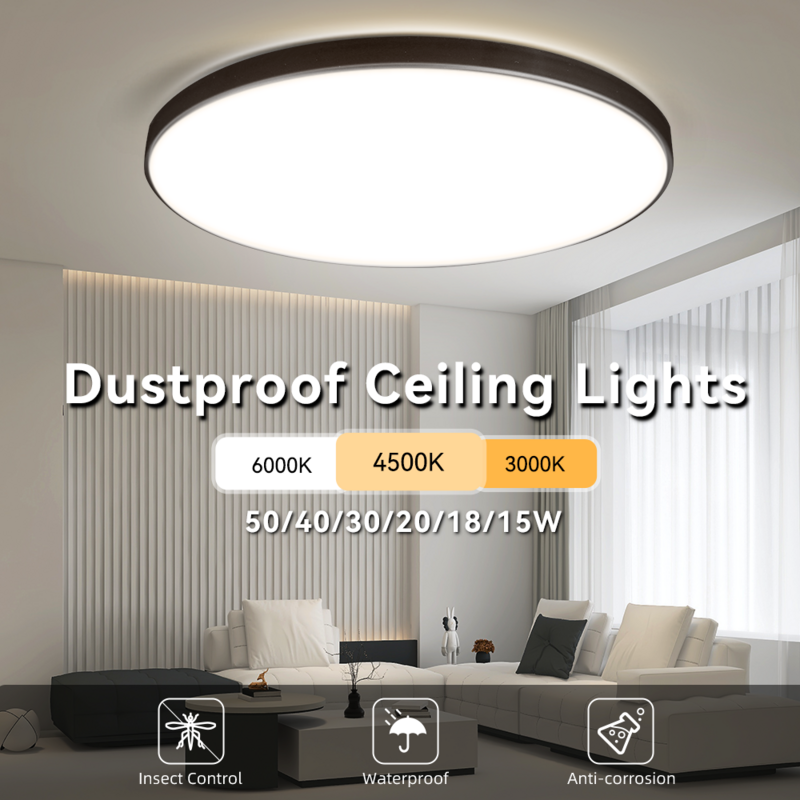 Round Led Ceiling Lamp 50/40/30/20/18/15W Waterproof Led Ceiling Light Bathroom Kitchen Living Room Bedroom Lighting For Ceiling