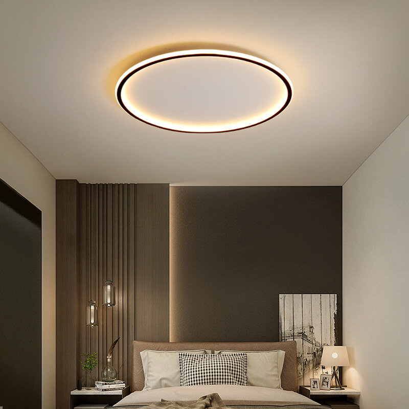 Lampe ronde ultra fine pour chambre à coucher, salon moderne et simple, lumière créative