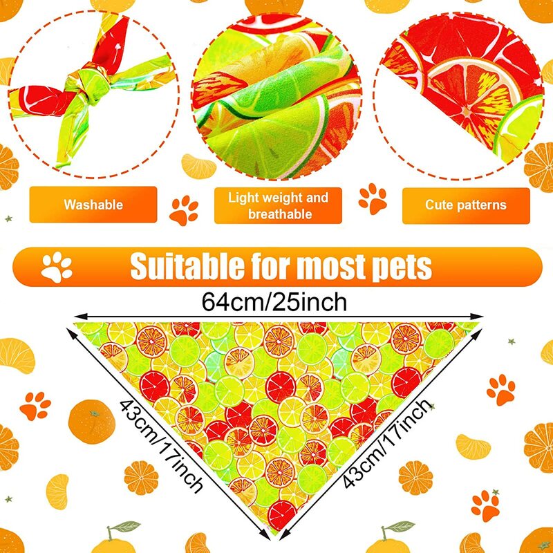 Pañuelos triangulares suaves para perro, pañuelos de poliéster con estampado de flores y frutas para mascotas pequeñas, medianas y grandes, paquete de 50 unidades