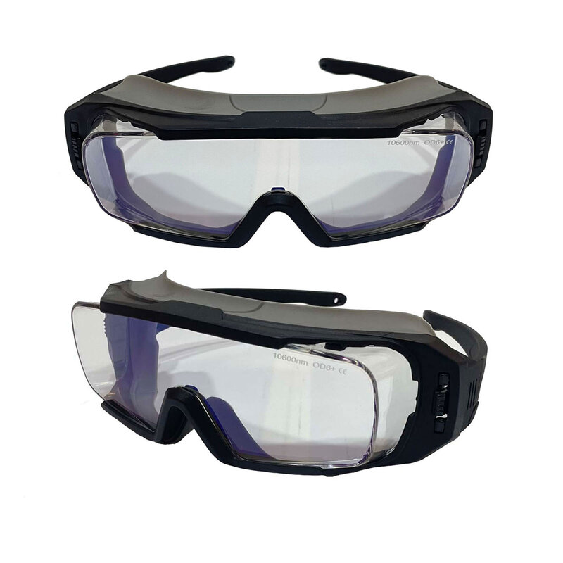 1 buah kacamata pelindung Laser 10600nm OD6 + CE kacamata tanda Laser kaki dapat dilepas