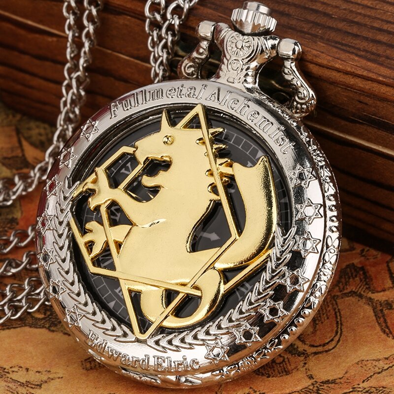 Vintage nero Fullmetal Alchemist orologio da tasca al quarzo Steampunk popolare Edward Elric collana catena fan Cosplay orologi Anime
