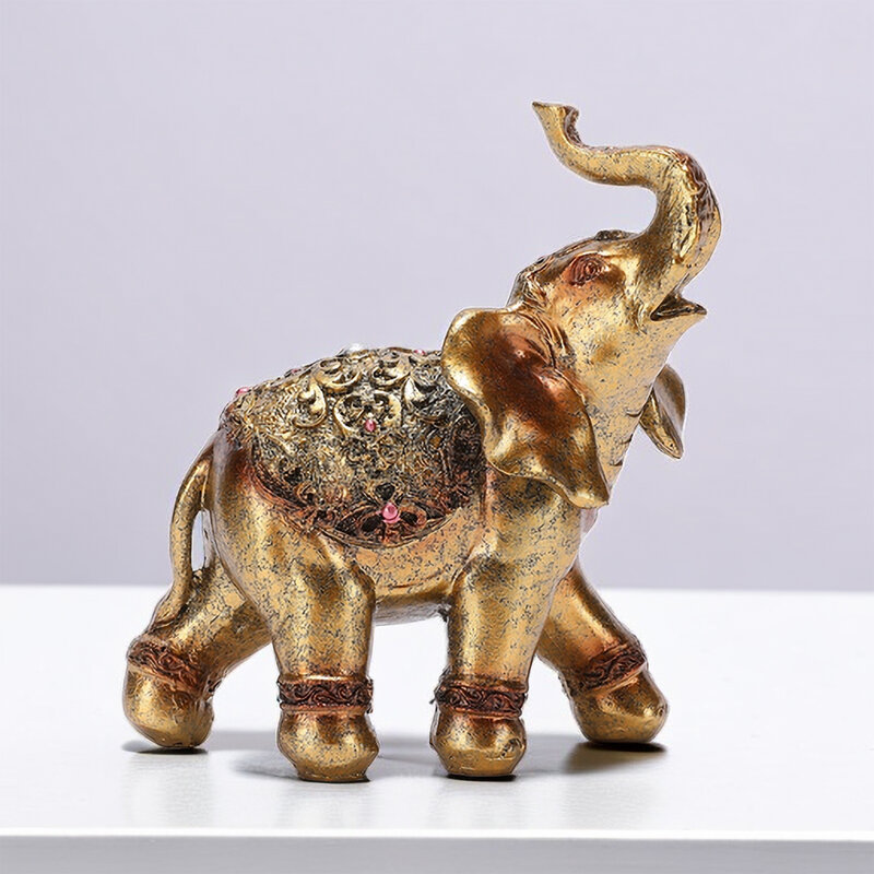 Estatua de elefante de la riqueza de la suerte, Feng Shui, decoraciones para el hogar, elefante para figuritas de sala de estar, regalos de decoración coleccionables Vintage