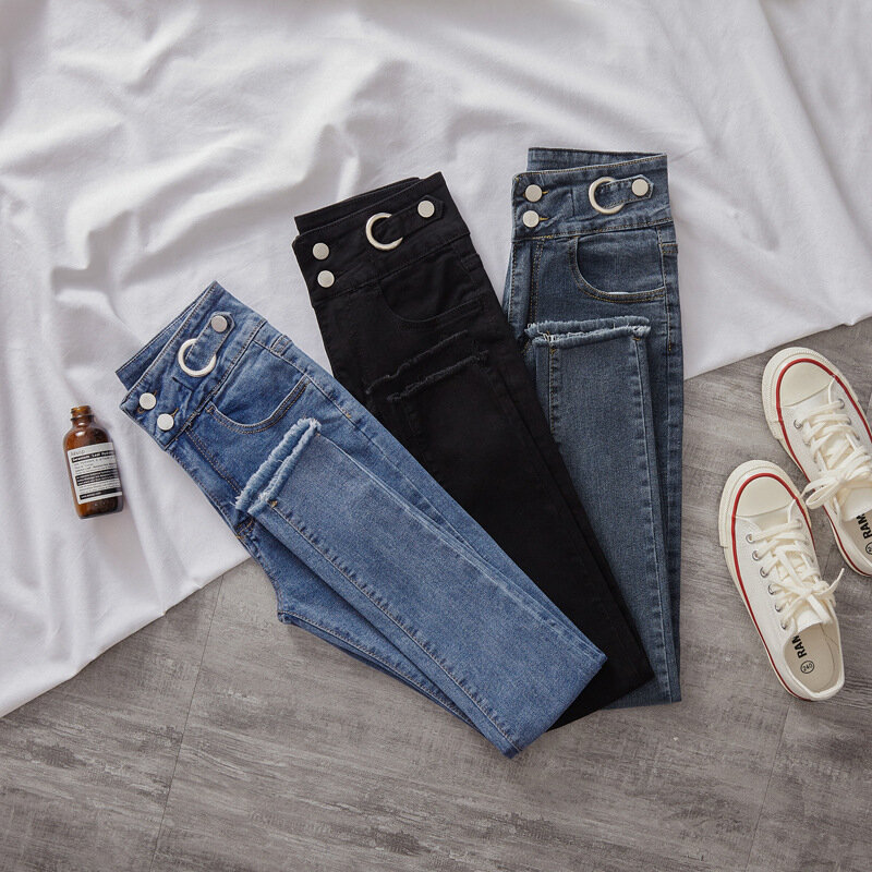 Эластичные джинсовые брюки-карандаш для женщин, леггинсы, новинка сезона весна-осень 2024, облегающие Женские повседневные укороченные брюки