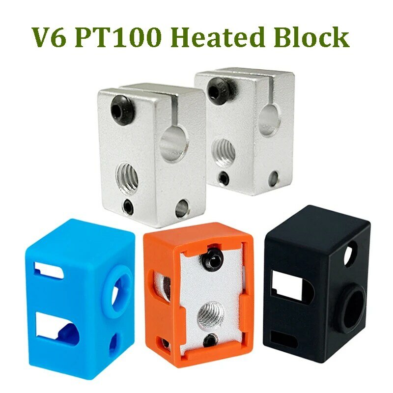 5pcs V6 PT100 Heated Block 3D Printer Parts E3D PT100 V6 Heat Block Silicone Sock Cover Warm Keeping Cover Protective Socks