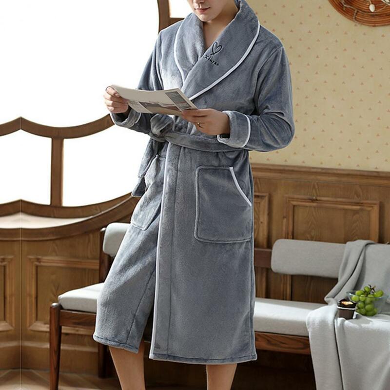 Women Pajamas Super Soft Men's Winter Sleepwear Highly Absorbent Bathrobe with Solid Color Pocket Design for Couples Cozy Home