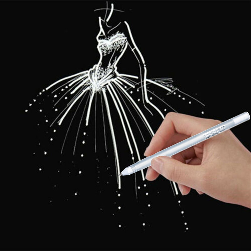 White Ink 0.8MM Gel Pen Unisex Pen Gift For Kids Stationery Office Learning Student School Supplies Art Painting Marker Pen