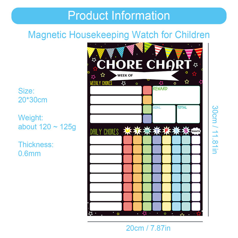 Tabela de tarefas magnética gráfico semanal visual para crianças lista de tarefas magnéticas seco apagar placa conjunto com 2 marcadores de ponta fina reutilizável