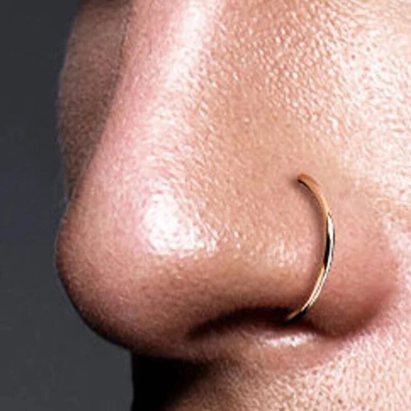 Piercing falso de acero inoxidable para hombres y mujeres, pendientes de anillo de nariz, Clip de nariz sin perforación, joyería corporal para tabique, Punk, moda