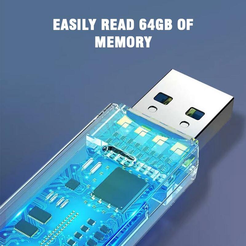 SD TF 듀얼 카드 슬롯 디자인 고속 이미지 변속기, 64GB 메모리 드라이버 프리 플러그 앤 플레이 카드 리더, 100 MB/S