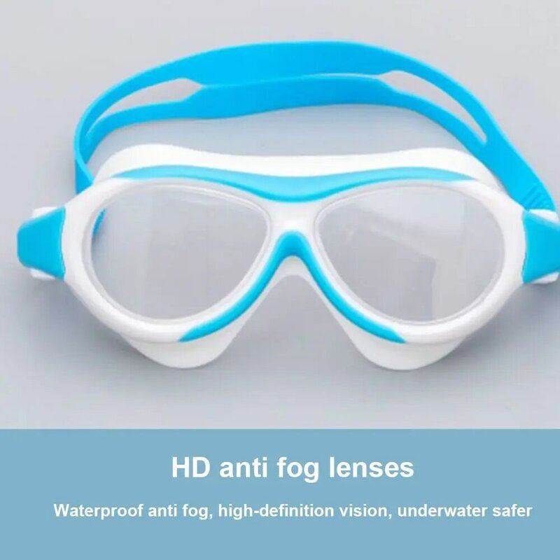 แว่นตาว่ายน้ำเด็ก HD กรอบใหญ่แว่นตากันน้ำซิลิโคนสำหรับเด็กแว่นตาว่ายน้ำแบบบูรณาการป้องกันหมอก