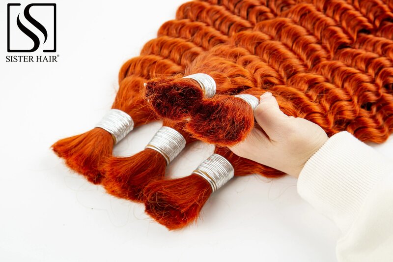 Имбирные оранжевые волосы, 28 дюймов, 100% человеческие волосы с глубокой волной, насыпью для черных женщин, бразильские волосы без Уточки, пучок для наращивания кос в стиле бохо