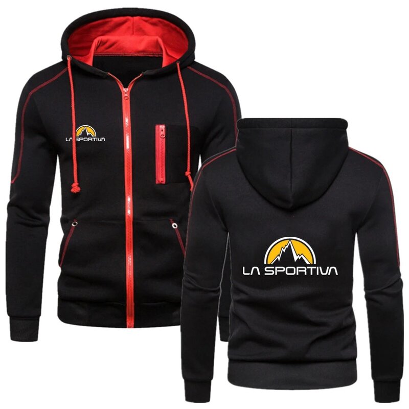 2024 Frühling Herbst Herren La Sportiva Logo gedruckt Mode bequeme Baumwolle Reiß verschluss Hoodies einfarbige Kapuzen jacke Sweatshirt