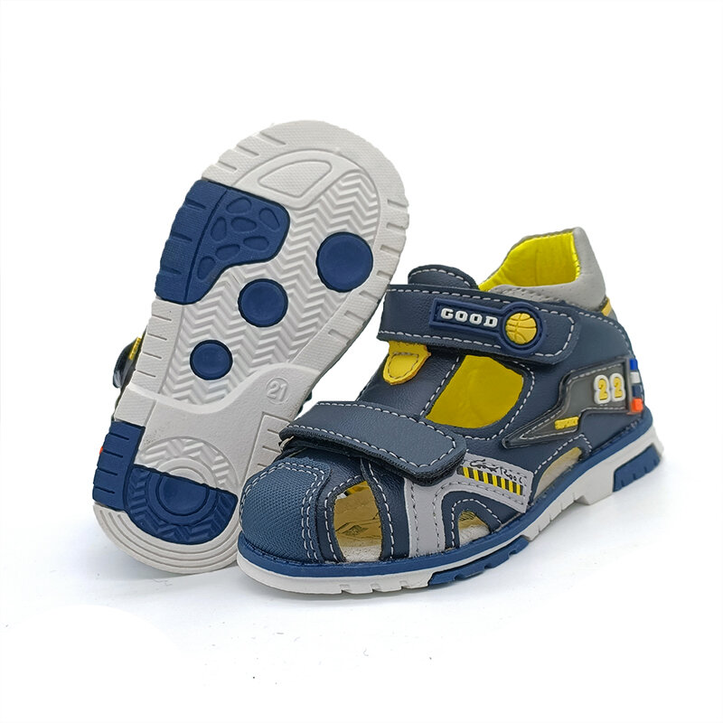 Moda 1 par sapatos ortopédicos menino couro do plutônio crianças sandálias, super qualidade crianças sapatos de verão