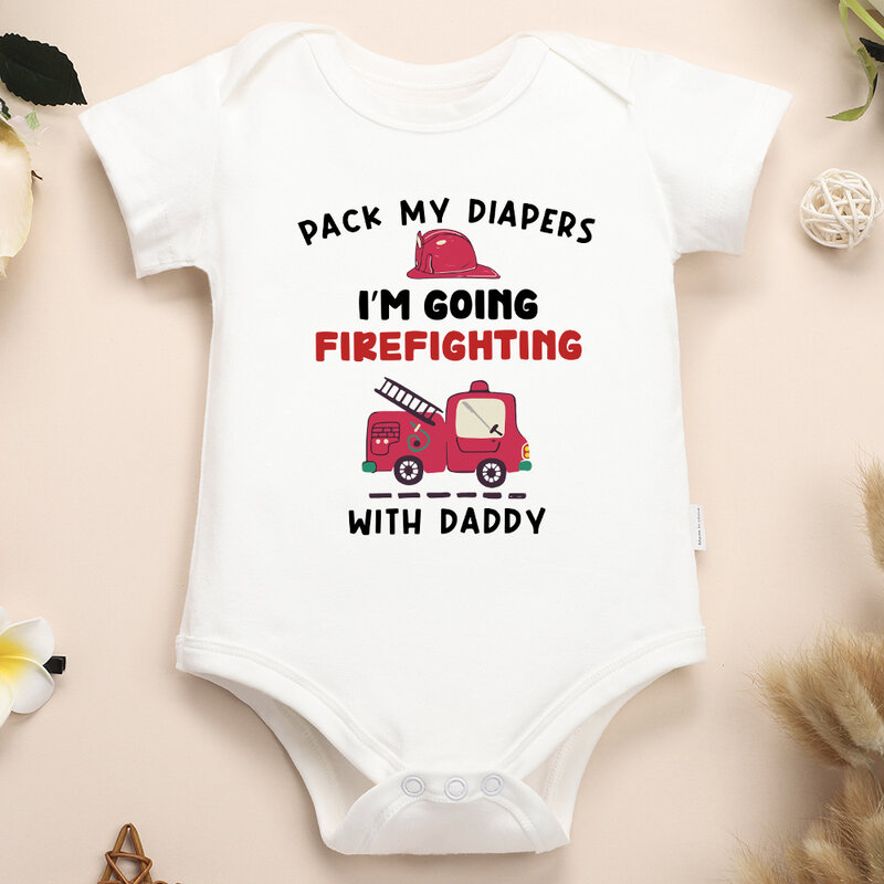 Firefighting Baby Cartoon Cute Onesies Fashion Active Kawaii Funny Toddler Boy Bodysuits Cotton Hot Sale Infant Romper Cheap