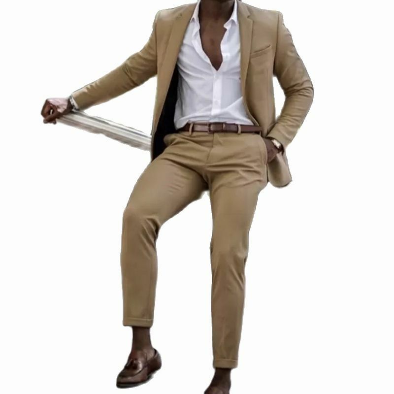 Business 2 Piece Suit for Men Classic Style Sllm Set Formal Male Suit Groom Wedding Tuxedo Formal Men's Blazer (Jacket+Pants)