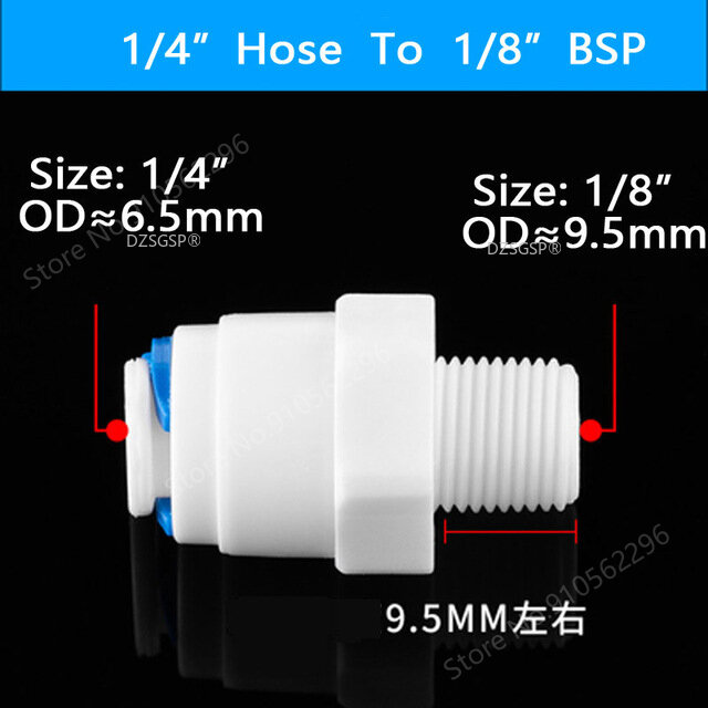 RO Water Straight Pipe Fitting 1/4" 3/8" OD Hose 1/8" 1/4"  3/8" 1/2" 3/4" BSP Male Female Thread Plastic Quick Connector System