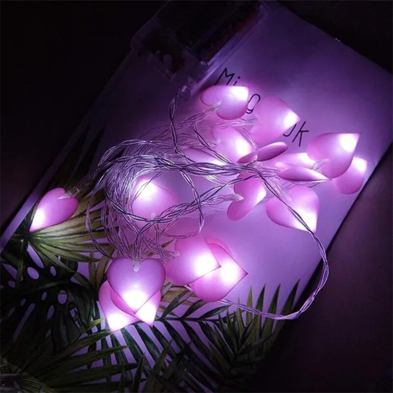 Guirxiété lumineuse LED en forme de cœur pour fille, lumières dégradées, rose, violet, fête d'intérieur, jardin, Saint Valentin
