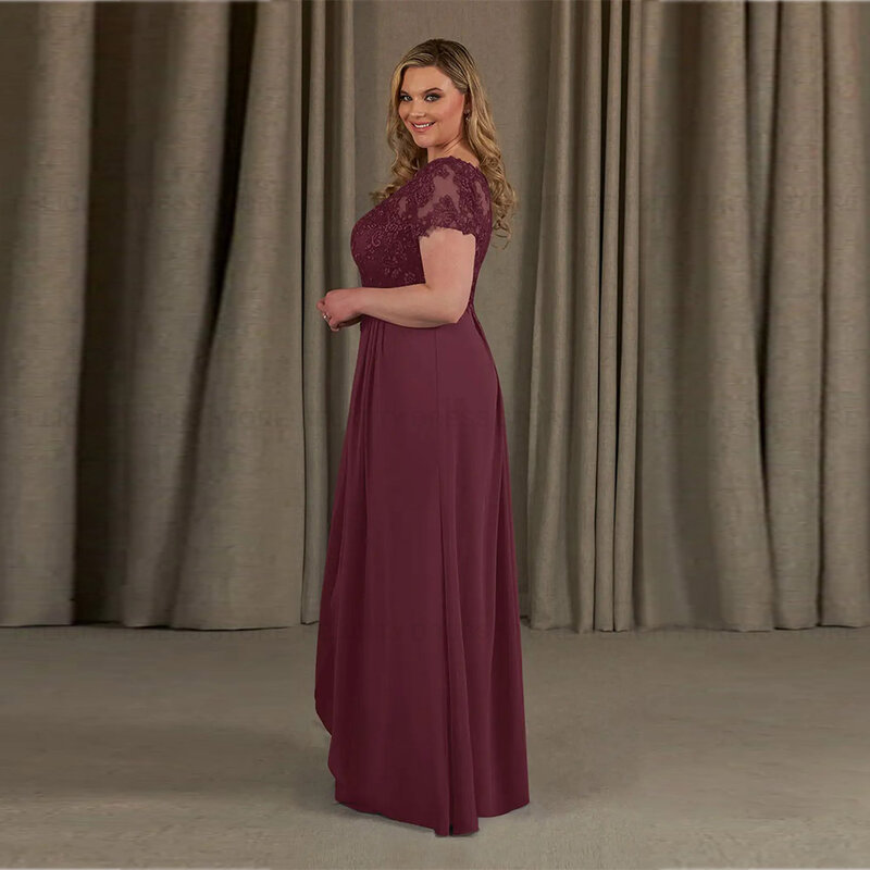 우아한 플러스 사이즈 신부 어머니 드레스, A 라인 V넥 레이스, 웨딩 파티 하객 드레스, 바닥 길이, 2023