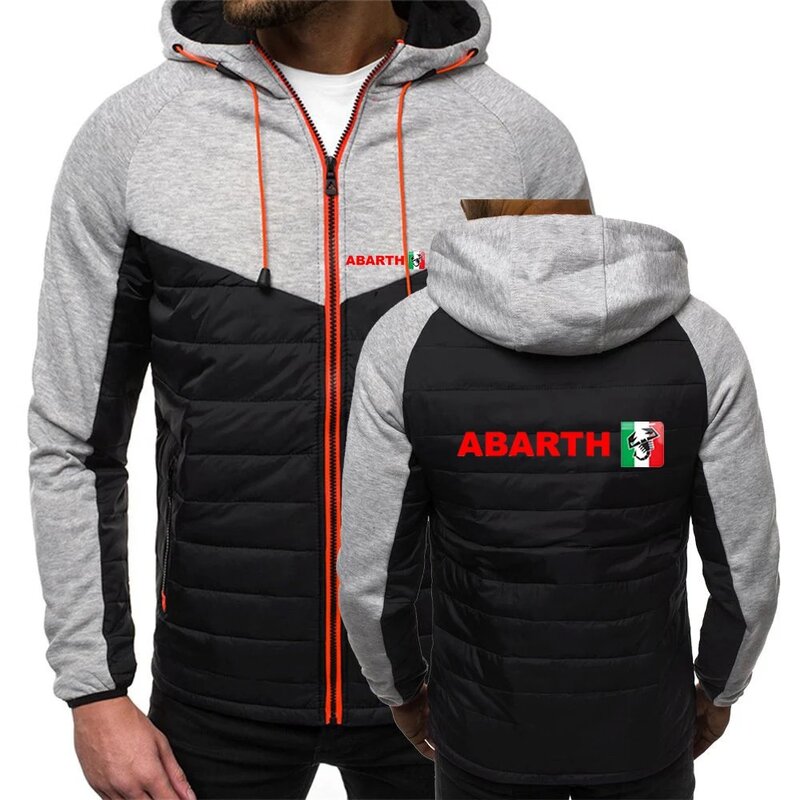Abarth-Veste matelassurera en coton à capuche pour homme, impression Harajuku, patchwork, 7 couleurs, vêtements chauds, automne et hiver