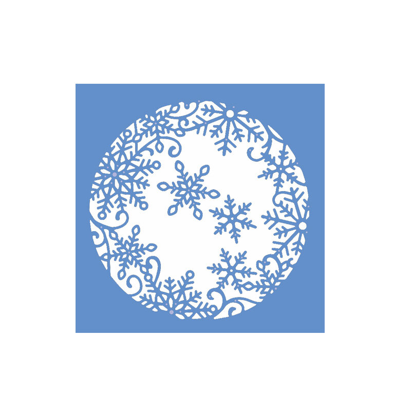 Mata dadu pemotongan logam kepingan salju renda bulat Natal untuk DIY buku tempel dan pembuatan kartu dekorasi potongan cetakan Kerajinan timbul