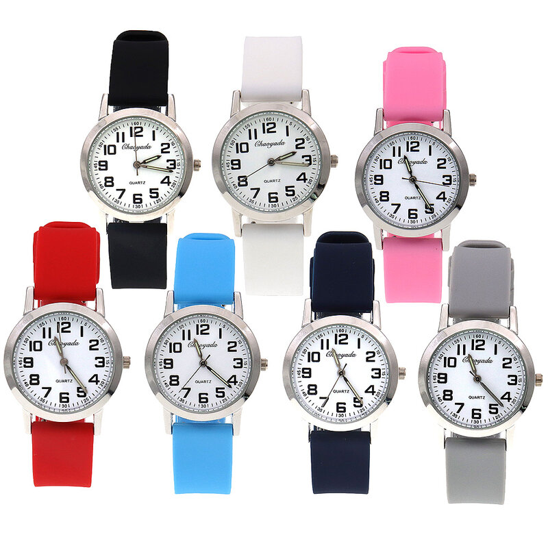 Chaoyada-marca quartzo relógio com pulseira de silicone para menino e menina, relógio digital, presentes