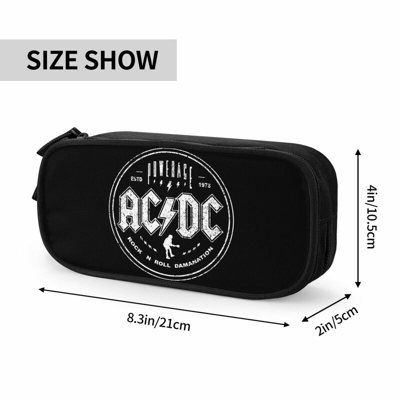 Large-capacity Pencil Pouch Ac High Voltage Rock Band Merch Double Layer Pencil Bag Women Makeup Bag Perfect Gifts
