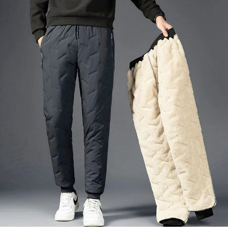 Мужские зимние теплые толстые спортивные брюки из овечьей шерсти, мужские уличные ветрозащитные брюки для бега и отдыха, брендовые высококачественные мужские брюки