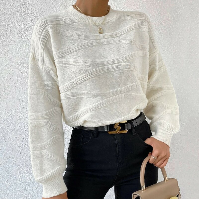 Suéter casual feminino, Top de cores doces, moda simples, Novo, 2023
