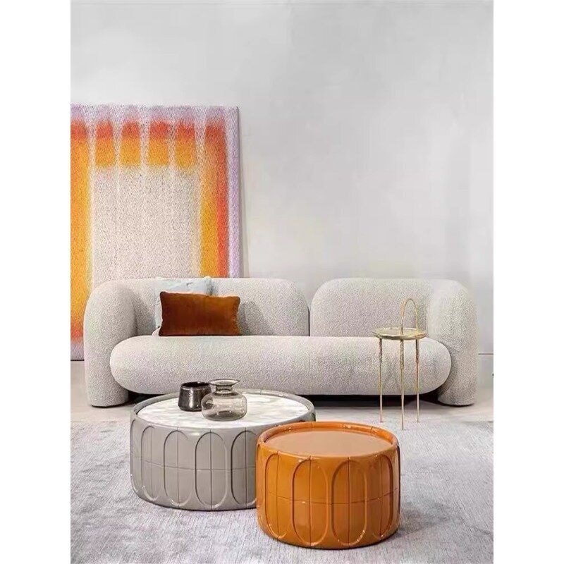 Sofa ruang tamu kecil tiga orang minimalis Italia, sofa santai kreatif desainer kain wol domba