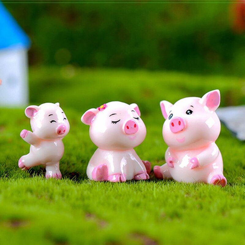 Garden Animal Accessories Home Decor Decoration Cute Pig Family Figurine Statue Resin Miniature Fairy