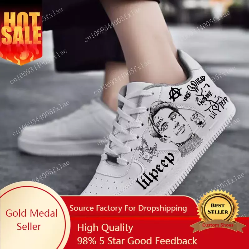 Lil Peep AF Basketball Mens Womens Sports Running High Quality Flats Force Sneakers Lace Up Mesh Customized Made Shoe White