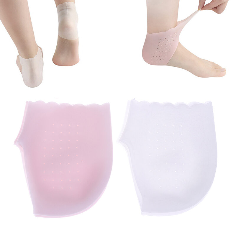 Neue 1 Paar weiche Silikon Fuß rissige Pflege Werkzeug feuchtigkeit spendende Gel Fersen socken rissige Haut Fuß Ferse Schutzhülle weiß/rosa