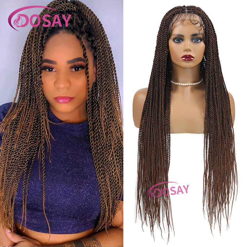 Full Lace Front Wig For Black Women Ombre Blonde Senegalese Twist Braided Wig With Baby Hair Knotless Synthetic Wig 26 36 Inch