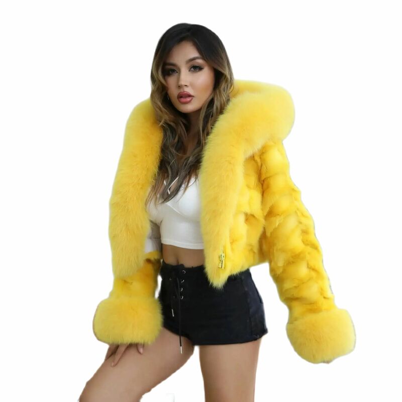 JANEFUR vera pelliccia con cappuccio donna 2023 Luxury Fashion Short Plus Size giacca invernale in pelliccia di volpe naturale