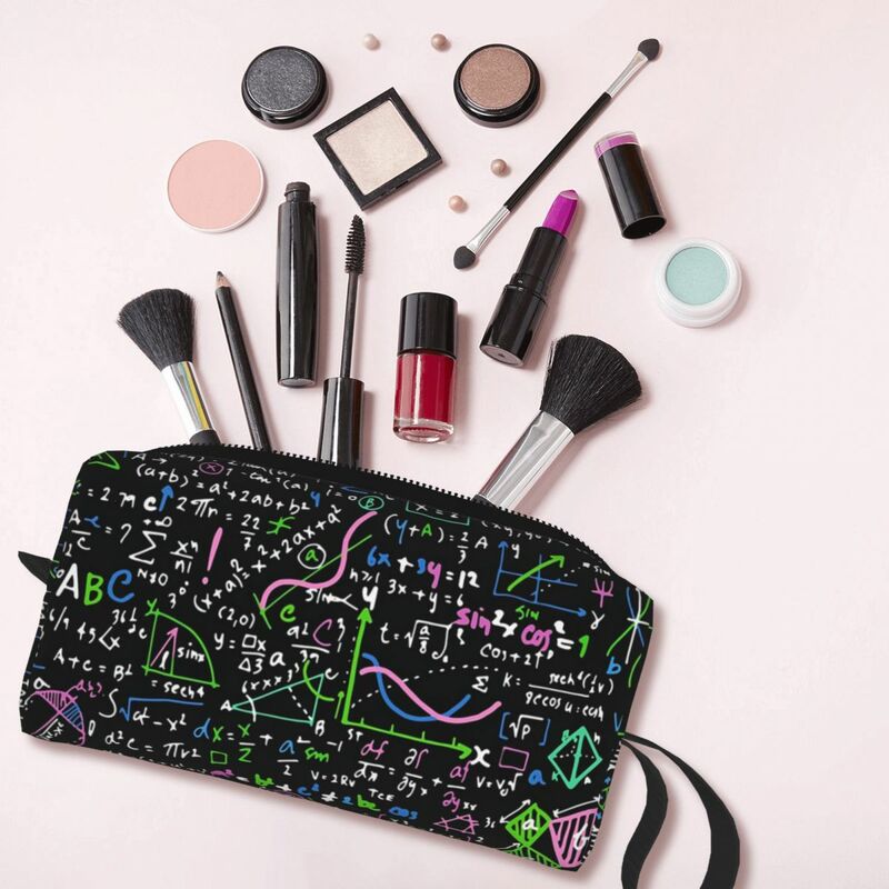 Math Makeup Bag Cosmetic Organizer Storage Dopp Kit Toiletry Cosmetic Bag for Women Beauty Travel Pencil Case