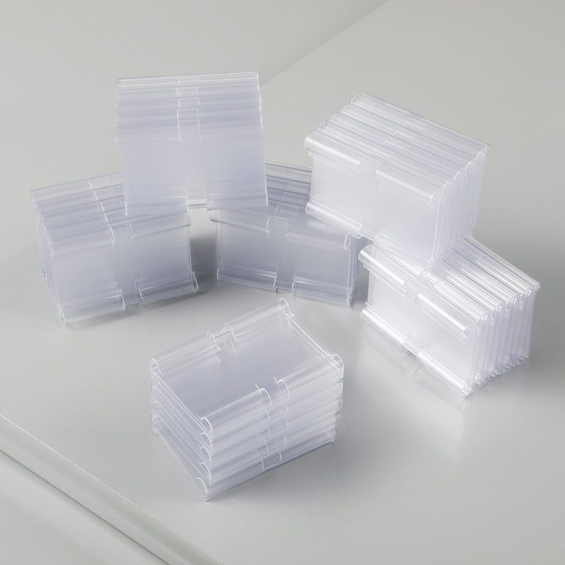 60 Pcs Shelf Labels for Metal Shelves Adhesive Acrylic Sign Clip on Storage Bins Clips Ticket Display Holder Clip-on