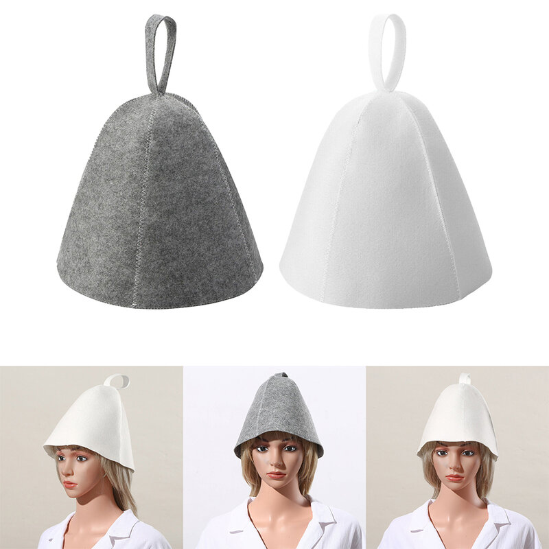 ป้องกันความร้อนซาวน่าหมวก Thicken Wool Felt หมวกอาบน้ำผม Turban ได้อย่างรวดเร็ว Penjemur Handuk ผ้าขนหนูหมวกซาวน่าอุปกรณ์ห้องน้ำ