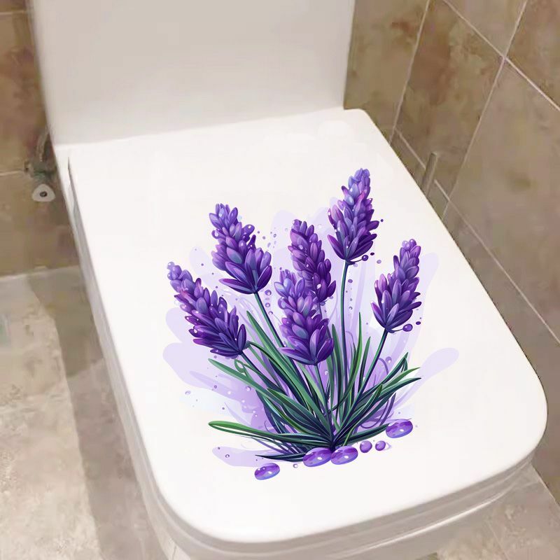 Stiker dinding Lavender ungu stiker Toilet kamar mandi stiker ruang tamu kabinet dekorasi rumah Mural perekat diri S224