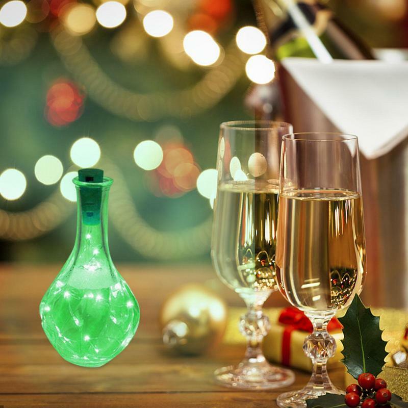 Rượu Đèn Nút Chai Đèn Giáng Sinh Cổ Tích Đèn Pin Chống Nước Hoạt Động Nút Chai Dây Đèn 6.5ft Dây Đồng Nút Chai