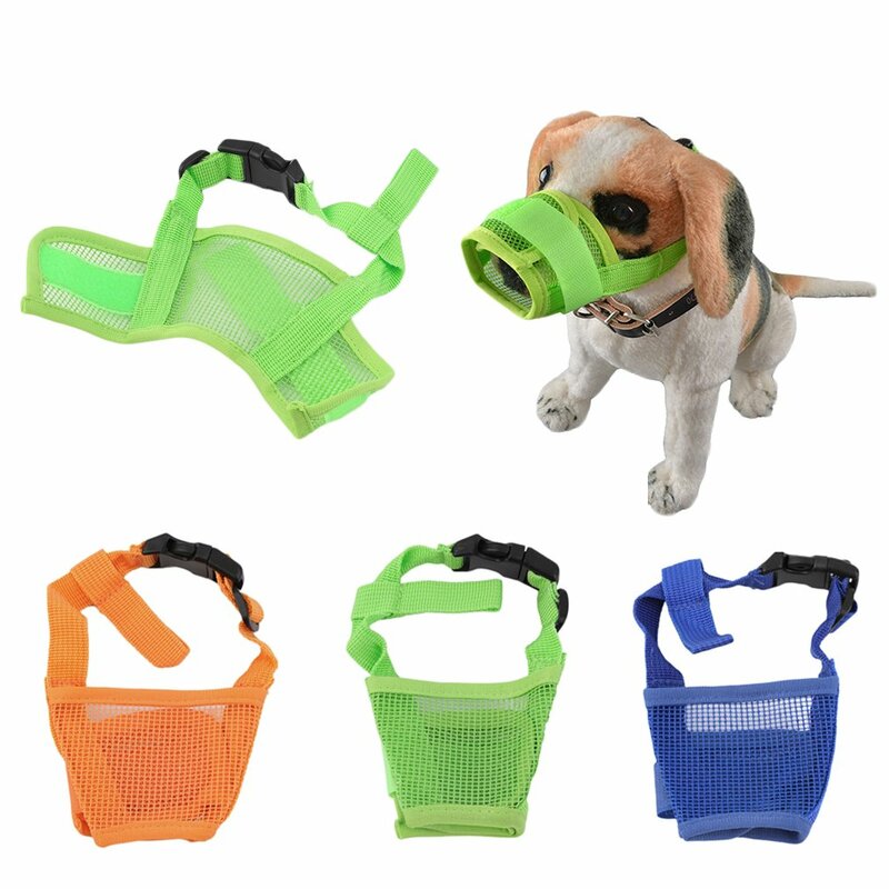 Nylon Puppy Dog Pet Mouth Bound Device Mask Safety Adjustable Breathable Muzzle Stop Biting Anti Bark Bite Mesh Small Large Dogs
