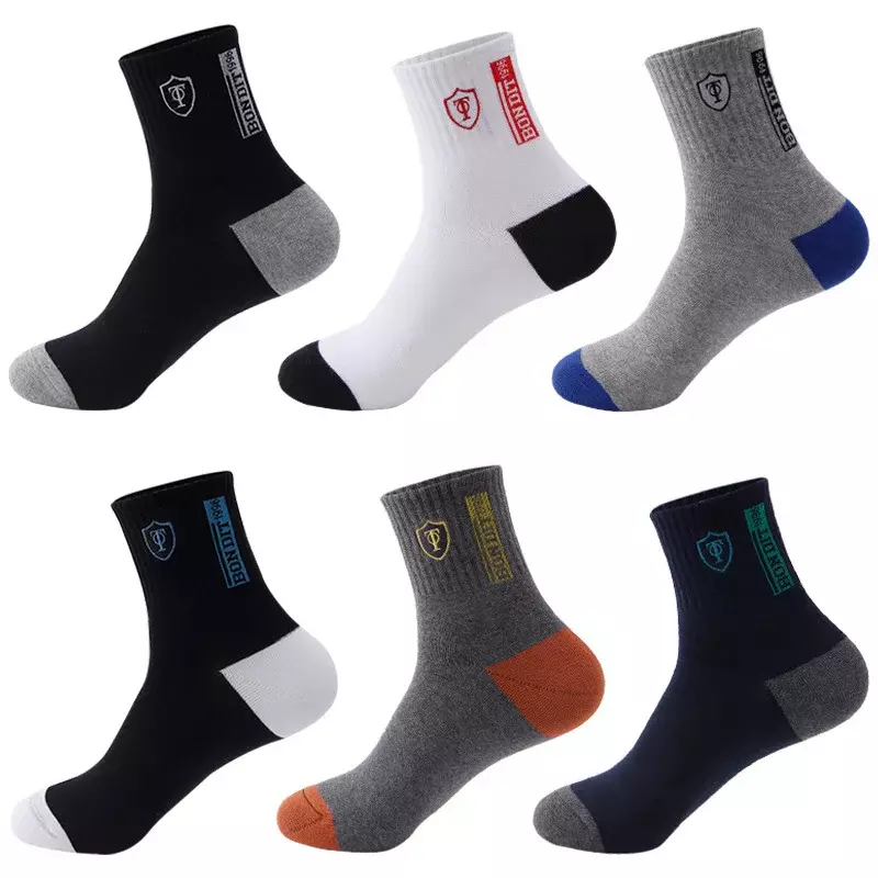 1/5Pairs Apring and Fall Mens Sports Socks Comfortable Basketball Meias Thick Warm Breathable Absorb Sweat Middle Tube Socks