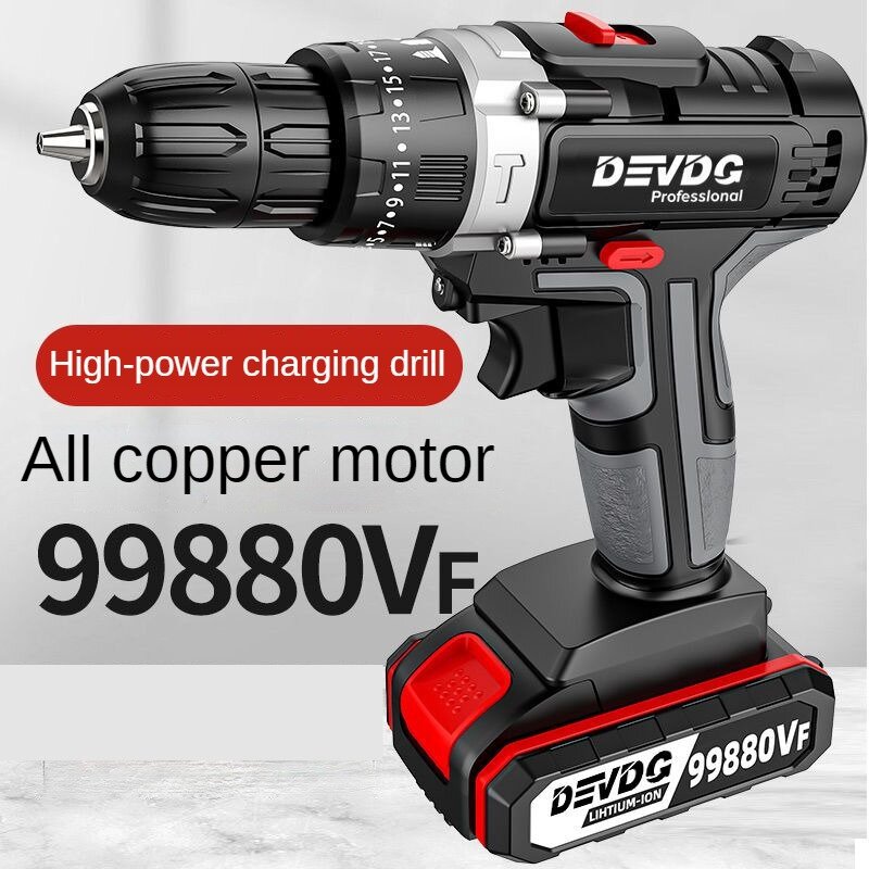 Cordless impact drill high-power hand electric drill lithium battery household dual speed multifunctional electric screwdriver