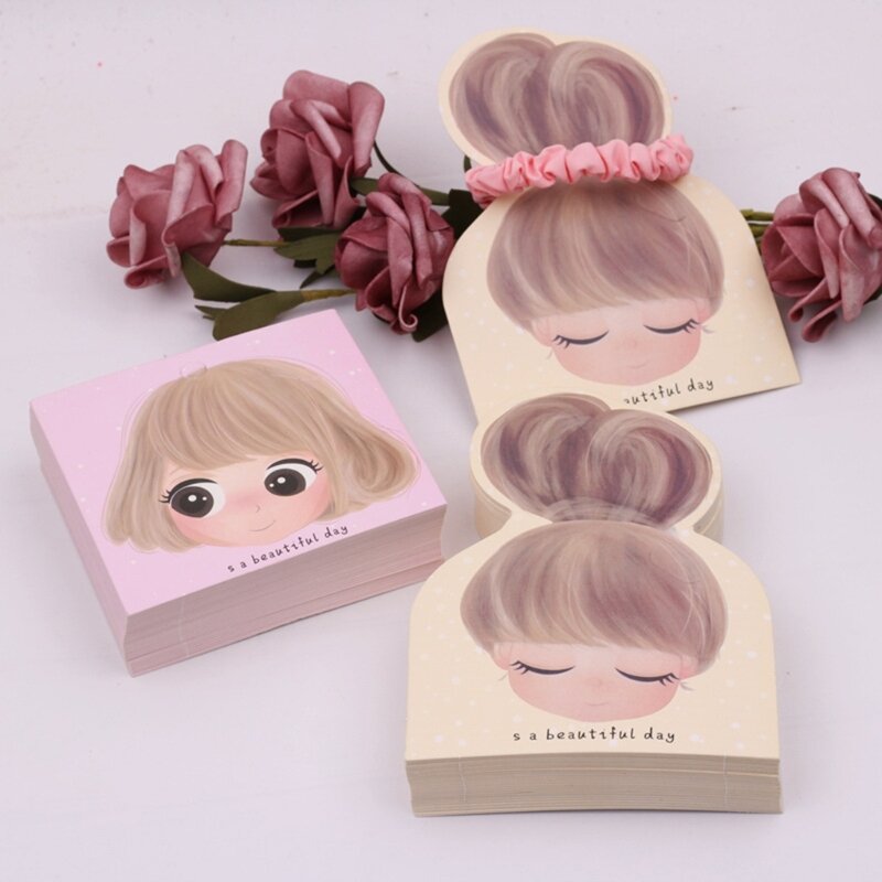 100 PCS Hairband Packing Paper Card Cute Cartoon Girls Display Cards Hair Accessories Barrettes Holder Display Cardboard