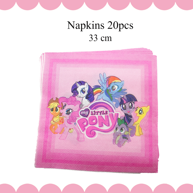 Cartoon kleines Pony Geburtstags feier Dekorationen Pony Ballon Einweg geschirr Hintergrund für Kinder Mädchen Party liefert Spielzeug Geschenk