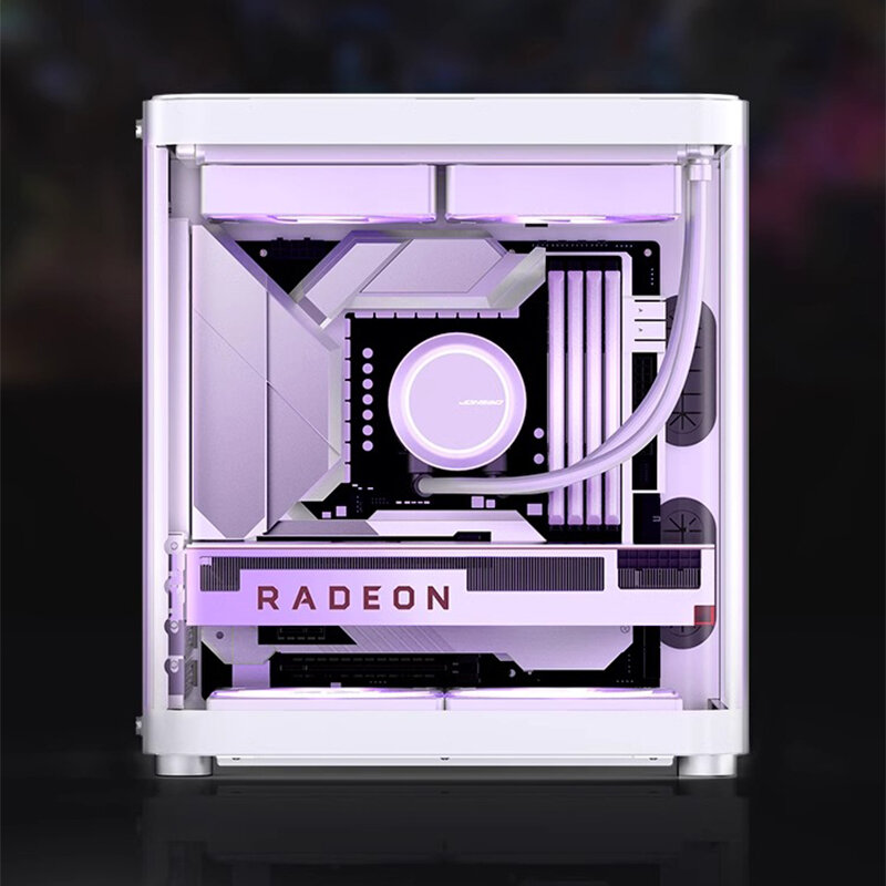 TK-1 White/Black Computer Case, Hyperboloid Side Transparent M-ATX Game Case, Supports 240 Cold Radiator, Vertical Air Duct