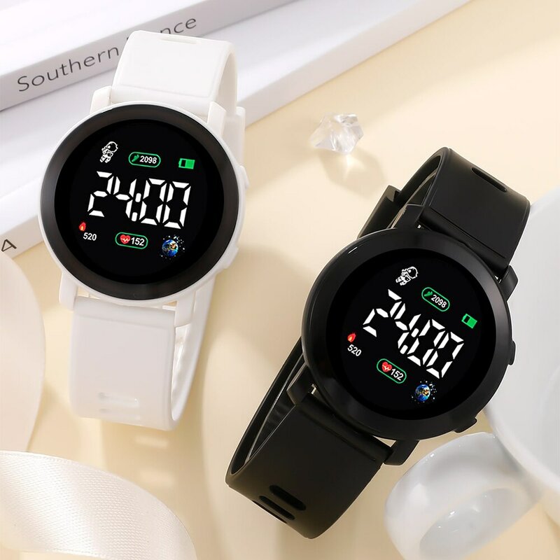 남녀공용 LED 디지털 시계, 스포츠 육군 군사 실리콘 시계, 커플 시계, 전자 시계 시계, LED 디스플레이