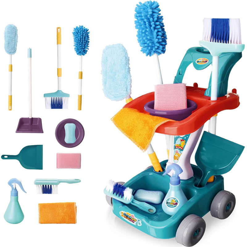 Herramienta de limpieza de simulación, juguete de barrido, Kit de limpieza de aspiradora, carrito de herramientas, casa de juegos para bebés, juguetes para el hogar, regalos para niños