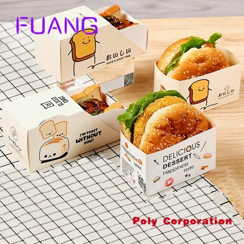 Одноразовая картонная коробка для гамбургеров, картофельных чипсов на заказ